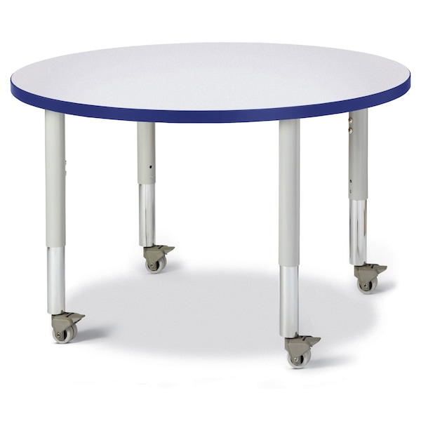 Jonti-Craft Berries Round Activity Table, 36 in. Diameter, Mobile, Freckled Gray/Blue/Gray - 6488JCM003