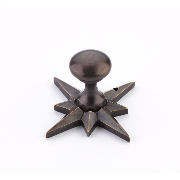 Schaub 3/4in Sonata Round Cabinet Knob with Star Backplate Dark Antique Bronze Finish - 982-DAB