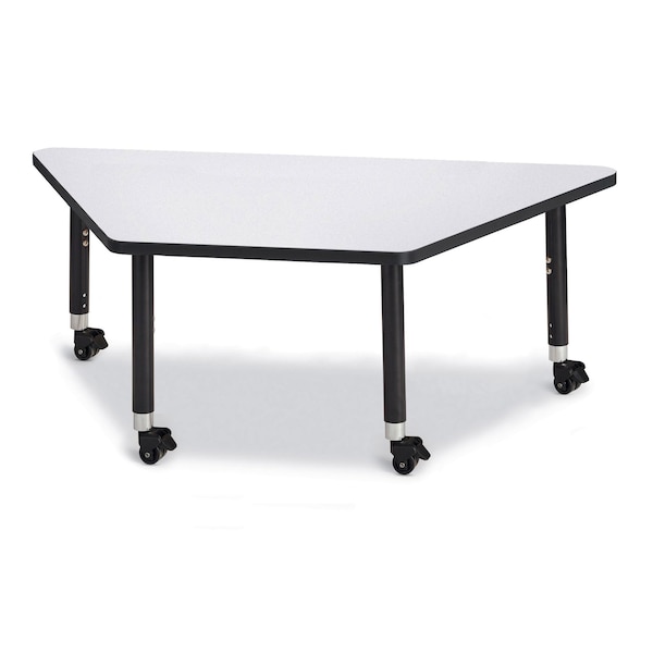Jonti-Craft Berries Trapezoid Activity Tables, 30 in. x 60 in., Mobile, Freckled Gray/Black/Black - 6443JCM180