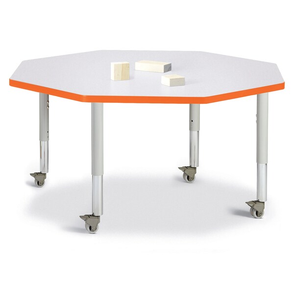 Jonti-Craft Berries Octagon Activity Table, 48 in. x 48 in., Mobile, Freckled Gray/Orange/Gray - 6428JCM114
