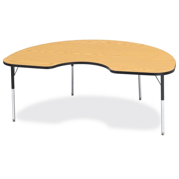 Jonti-Craft Berries Kidney Activity Table, 48 in. x 72 in., A-height, Oak/Black/Black - 6423JCA210