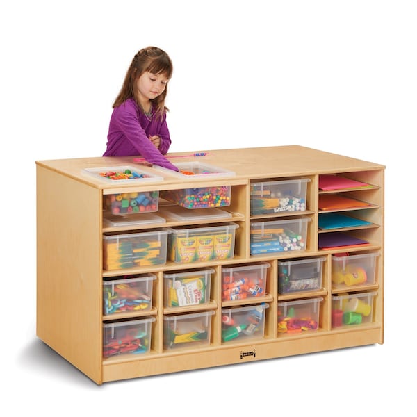 Jonti-Craft Mobile Twin Storage Island, with Clear Trays - 69510JC