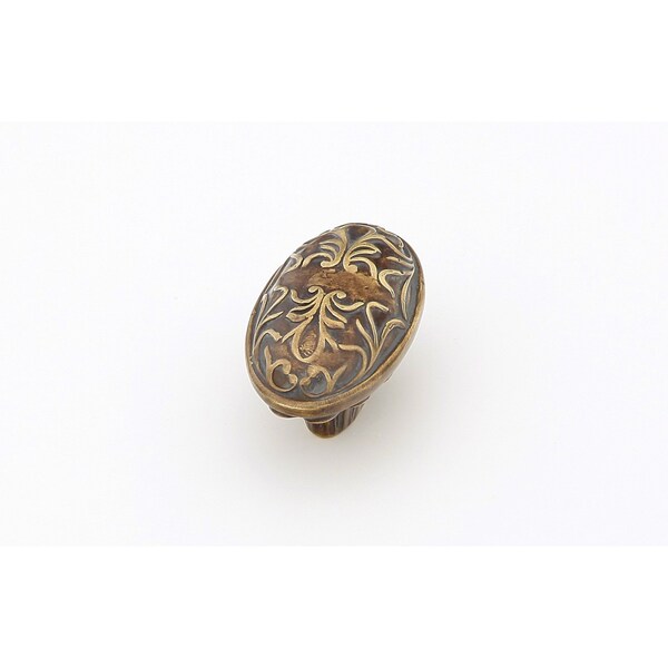 Schaub 5/8in Oval Cantata Cabinet Knob Monticello Brass Finish - 993-MBR