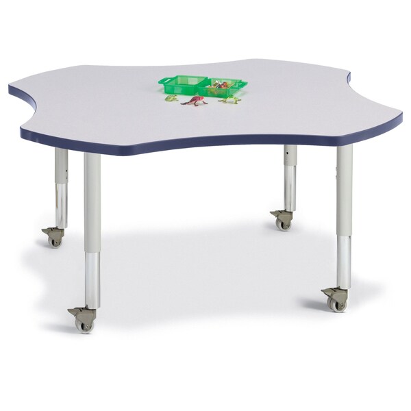 Jonti-Craft Berries Four Leaf Activity Table, Mobile, Freckled Gray/Navy/Gray - 6453JCM112