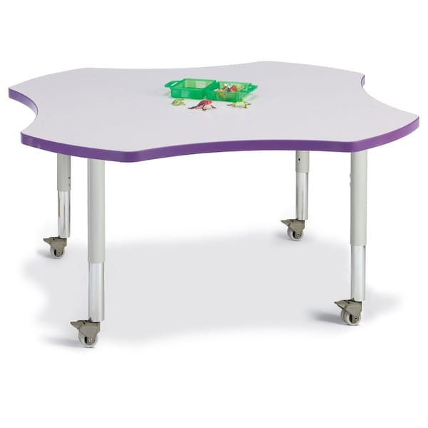 Jonti-Craft Berries Four Leaf Activity Table, Mobile, Freckled Gray/Purple/Gray - 6453JCM004