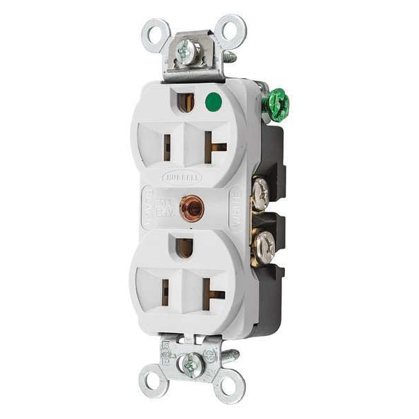 Contacto doble de 20A Hubbell 125VAC 5-20R WH - HBL8300HW