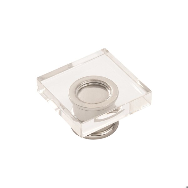 Hickory Hardware Crystal Palace Collection Knob 1-3/8 Inch Square Crysacrylic with Polished Nickel Finish - H079525-CA14