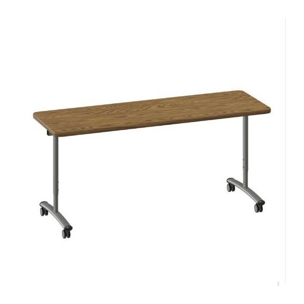 Correll Rectangle Premium Sit To Stand HPL Flip Top Table, 72 in W, 28 in to 38 in H, Particleboard Top - FTS2472-20-14-20