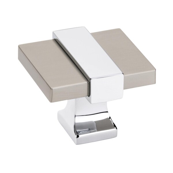 Amerock Overton 1-3/8 in 35 mm Length Satin Nickel/Polished Chrome Cabinet Knob - BP36680G1026