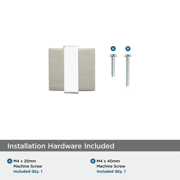 Amerock Overton 1-3/8 in 35 mm Length Satin Nickel/Polished Chrome Cabinet Knob - BP36680G1026