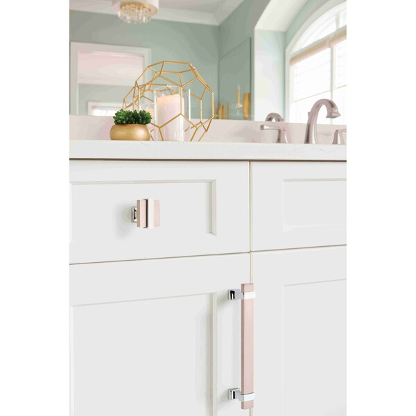 Amerock Overton 1-3/8 in 35 mm Length Satin Nickel/Polished Chrome Cabinet Knob - BP36680G1026