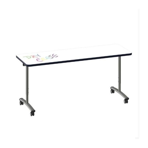 Correll Rectangle Premium Sit To Stand Dry Erase Flip Top Table, 72 in W, 28 in to 38 in H - FTS3072DE-80-14-45