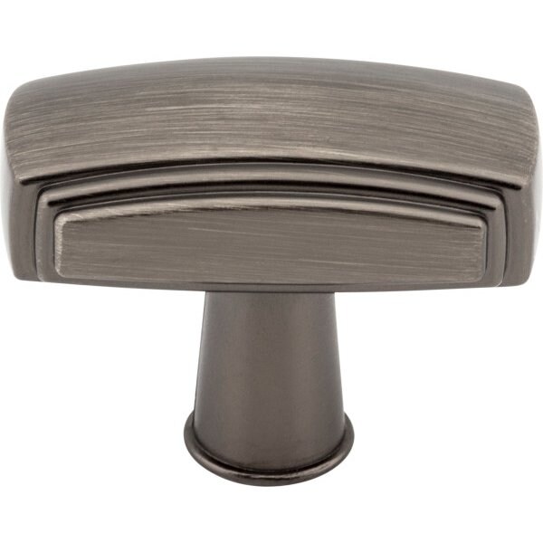 Jeffrey Alexander 1-9/16" Overall Length Brushed Pewter Rectangle Delgado Cabinet Knob - 519BNBDL