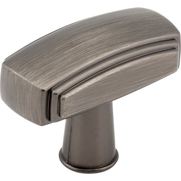 Jeffrey Alexander 1-9/16" Overall Length Brushed Pewter Rectangle Delgado Cabinet Knob - 519BNBDL
