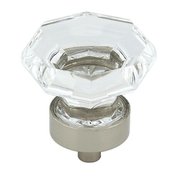 Richelieu 1 3/8 in (35 mm) Clear, Brushed Nickel Eclectic Metal, Acrylic Cabinet Knob - BP1008519511