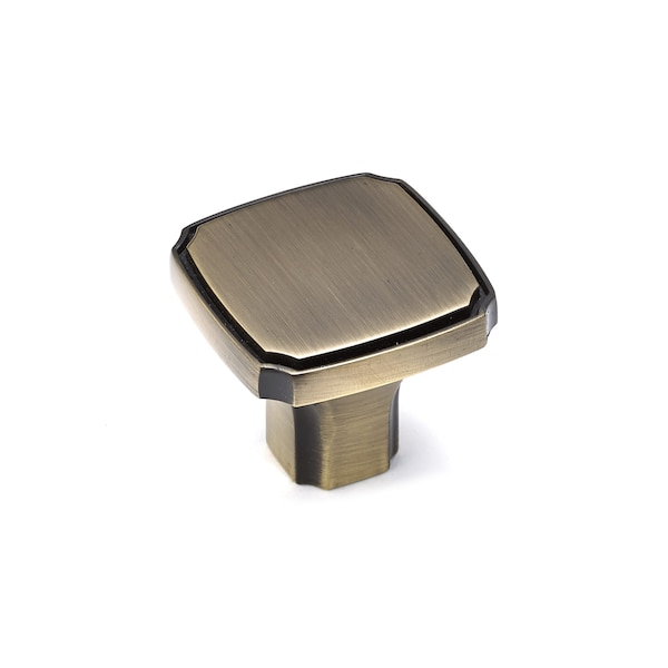 Richelieu 1 3/8 in. X 1 3/8 in. (35 mm x 35 mm) Antique English Transitional Metal Cabinet Knob - BP77035AE