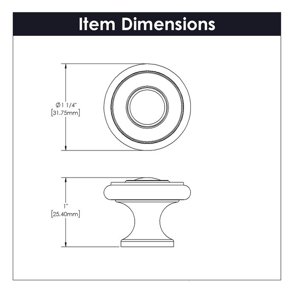 Hickory Hardware Cottage Collection Knob 1-1/4 Inch Diameter Matte Black Finish - P3500-MB