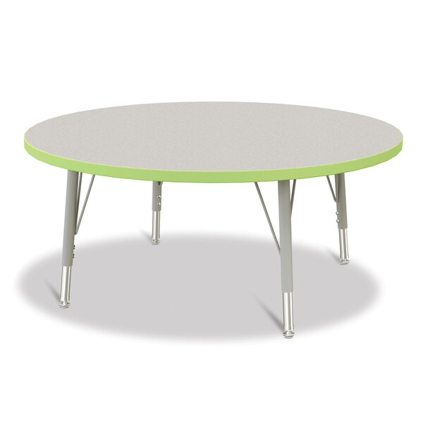 Jonti-Craft Berries Round Activity Table, 42 in. Diameter, E-height, Freckled Gray/Key Lime/Gray - 6468JCE130