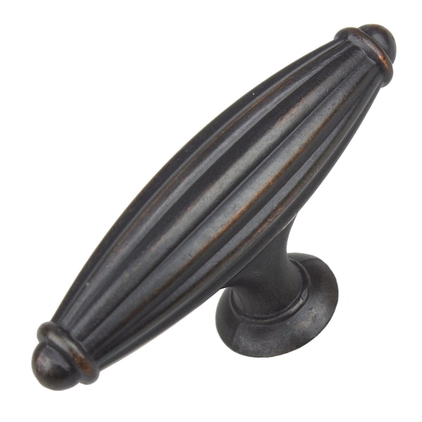 Gliderite Hardware 2-1/2 in. Oil Rubbed Bronze Fluted Cabinet T-Knob - 4047-ORB, 25PK - 4047-ORB-25