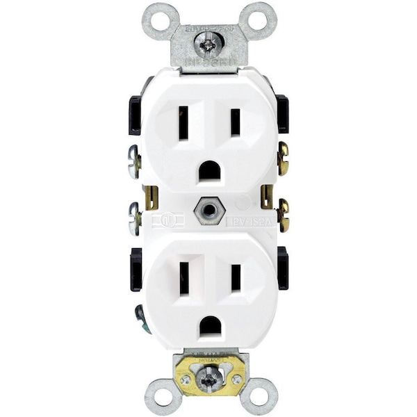 Enchufe blanco dúplex de 15 amperes y 125 V - 5-15R (0BR15-0WS)
