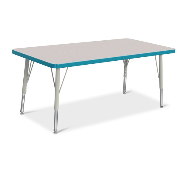 Jonti-Craft Berries Rectangle Activity Table, 24 in. x 48 in., E-height, Freckled Gray/Teal/Gray - 6403JCE005
