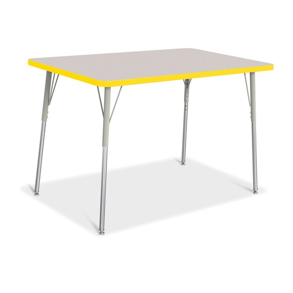 Jonti-Craft Berries Rectangle Activity Table, 30 in. x 48 in., A-height, Freckled Gray/Yellow/Gray - 6473JCA007