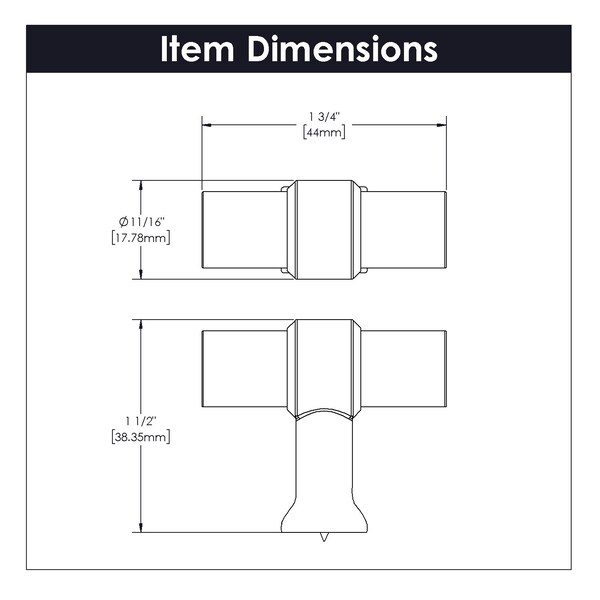 Hickory Hardware Crystal Palace Collection T-Knob 1-3/4 Inch x 11/16 Inch - H079520-CABGB