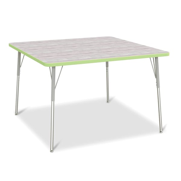Jonti-Craft Berries Square Activity Table, 48 in. x 48 in., A-height, Driftwood Gray/Key Lime/Gray - 6418JCA451