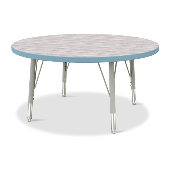 Jonti-Craft Berries Round Activity Table, 36 in. Diameter, E-height, Driftwood Gray/Coastal Blue/Gray - 6488JCE452