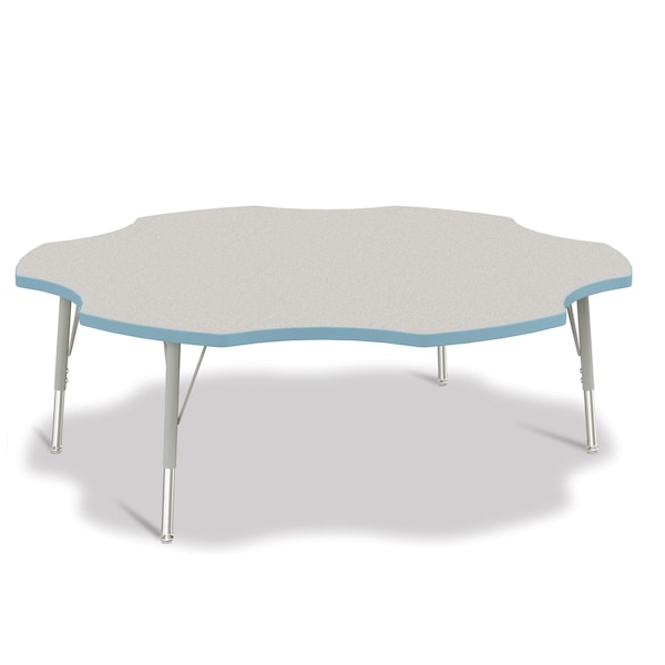 Jonti-Craft Berries Six Leaf Activity Table, 60 in., E-height, Freckled Gray/Coastal Blue/Gray - 6458JCE131