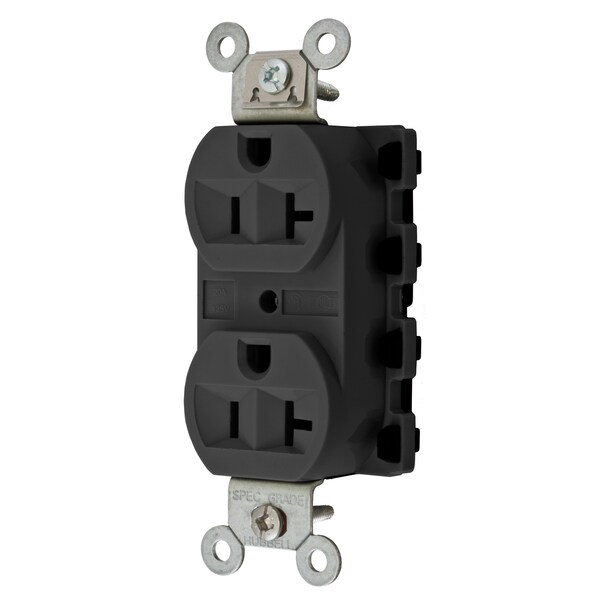 Hubbell Wiring Device-Kellems Dispositivos de Hoja Recta, Receptáculos, Dúplex, SNAPConnect, 20A 125V, 2 Polos 3 Hilos a Tierra, 5-20R, Nylon, Negro, USA - SNAP5362BKNA