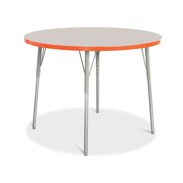 Jonti-Craft Berries Round Activity Table, 42 in. Diameter, A-height, Freckled Gray/Orange/Gray - 6468JCA114