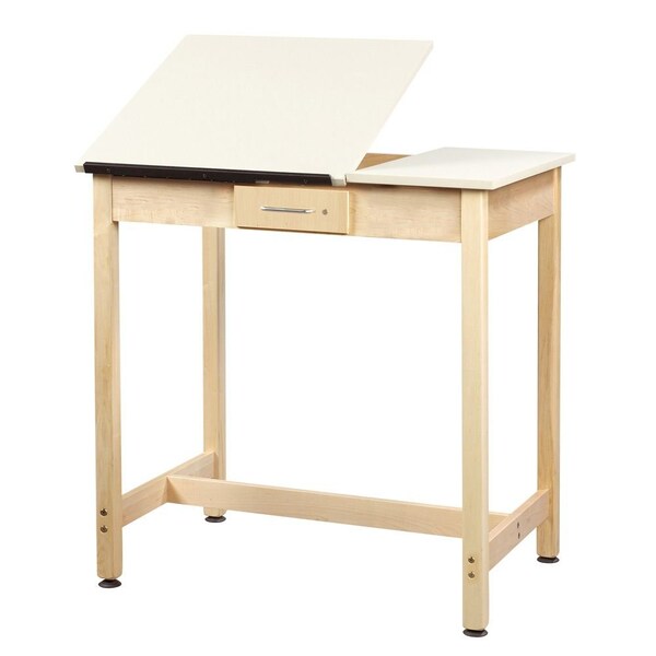 Diversified Spaces Rectangle Drafting Table, 14"x19-3/4"x2", Cntr Drwr, 36" W, 36" H, Almond - DT-3SA37