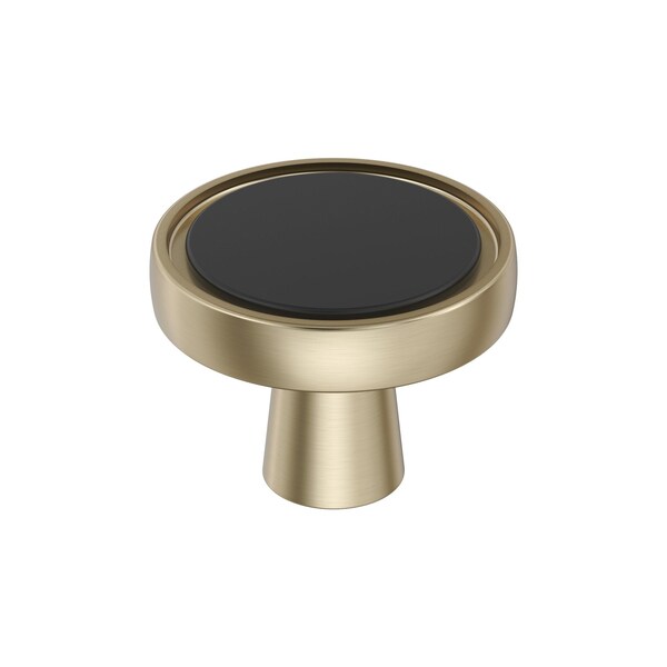 Amerock Mergence 1-3/8 inch 35mm Diameter Matte Black/Golden Champagne Cabinet Knob - BP36857FBBBZ