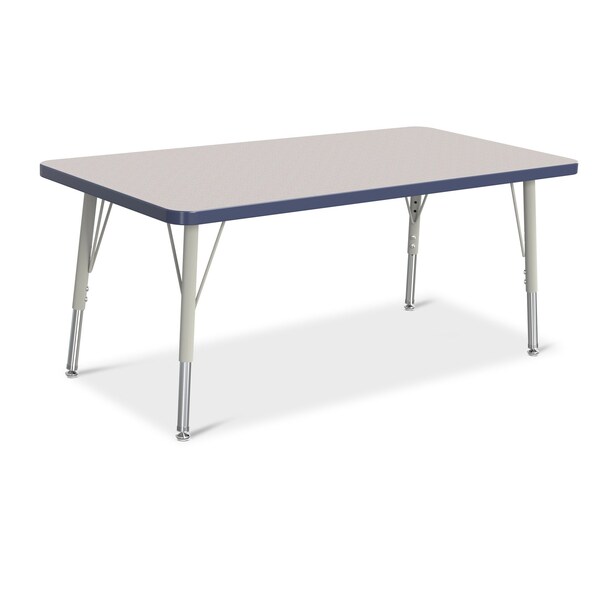 Jonti-Craft Berries Rectangle Activity Table, 24 in. x 48 in., E-height, Freckled Gray/Navy/Gray - 6403JCE112