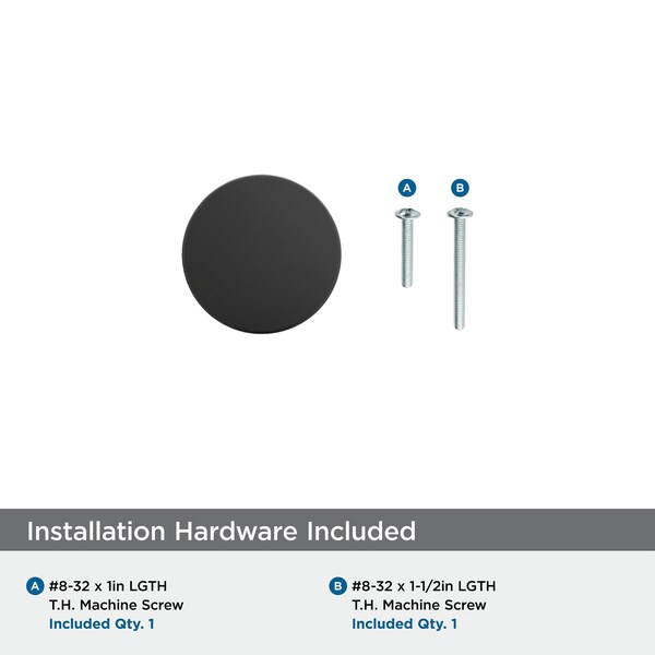 Amerock Everett 1-5/16 inch 33mm Diameter Matte Black Cabinet Knob - BP37102MB