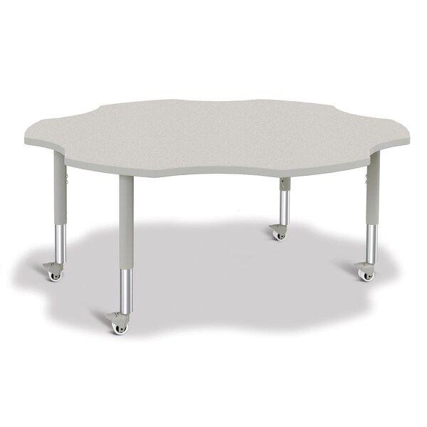 Jonti-Craft Berries Six Leaf Activity Table, 60 in., Mobile, Freckled Gray/Gray/Gray - 6458JCM000