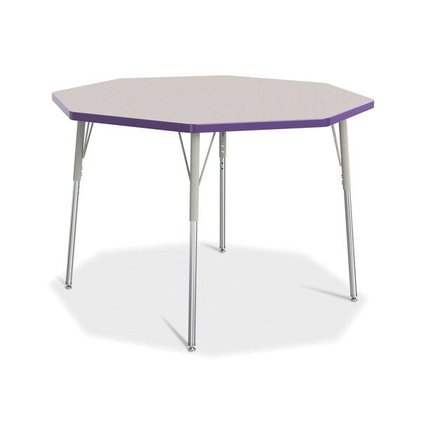 Jonti-Craft Berries Octagon Activity Table, 48 in. x 48 in., A-height, Freckled Gray/Purple/Gray - 6428JCA004