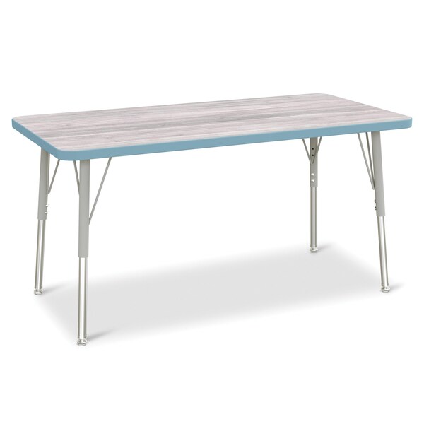 Jonti-Craft Berries Rectangle Activity Table, 24 in. x 48 in., A-height, Driftwood Gray/Coastal Blue/Gray - 6403JCA452