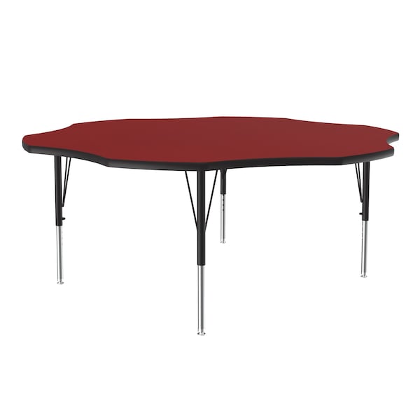 Correll Flower Adjustable Height Activity Kids School Table, 60" W, 60" L, 19" to 29" H, Red - A60-FLR-35
