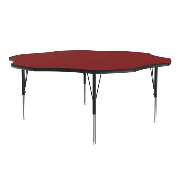 Correll Flower Adjustable Height Activity Kids School Table, 60" W, 60" L, 19" to 29" H, Red - A60-FLR-35