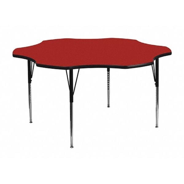 Correll Flower Adjustable Height Activity Kids School Table, 60" W, 60" L, 19" to 29" H, Red - A60-FLR-35