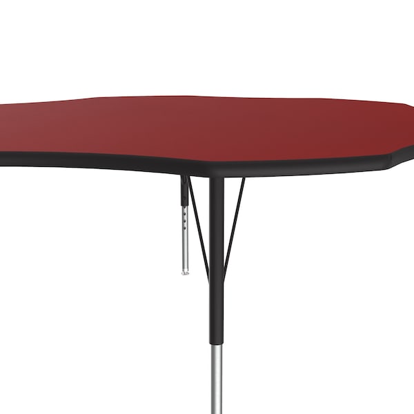 Correll Flower Adjustable Height Activity Kids School Table, 60" W, 60" L, 19" to 29" H, Red - A60-FLR-35