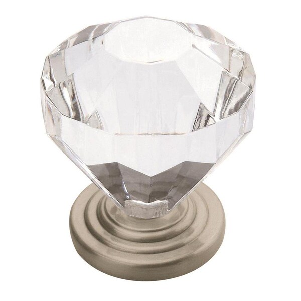 Amerock Traditional Classics 1-1/4 in 32 mm Diameter Clear/Satin Nickel Cabinet Knob - 5 Pack, 5PK - 5PK14303G10