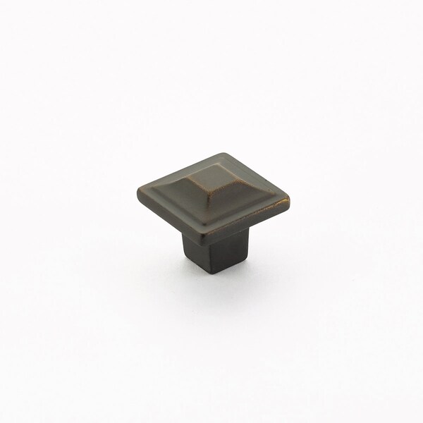 Schaub 1-1/4in Menlo Park Square Cabinet Knob Ancient Bronze Finish - 530-ABZ