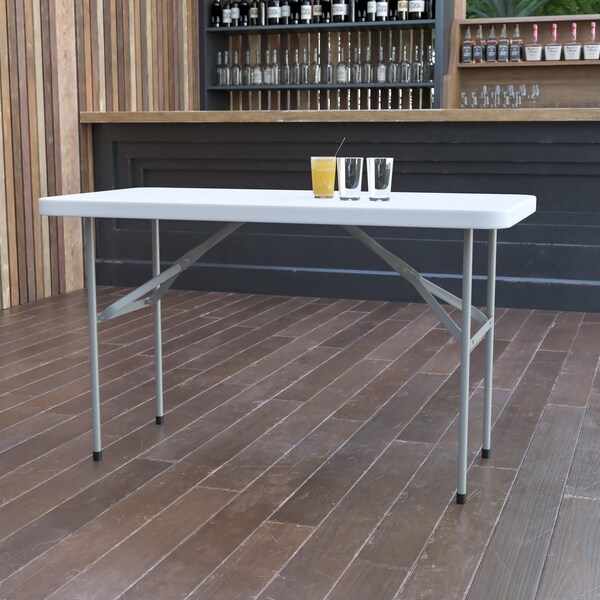 Flash Furniture 24 W, 48.25 L, 29 H, Metal, Plastic, Plastic: Polyethylene Top, Granite White - 5-DAD-YCZ-122-2-GG