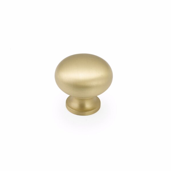 Schaub 1-3/8in Oval Country Traditional Cabinet Knob Satin Brass Finish - 719-SB
