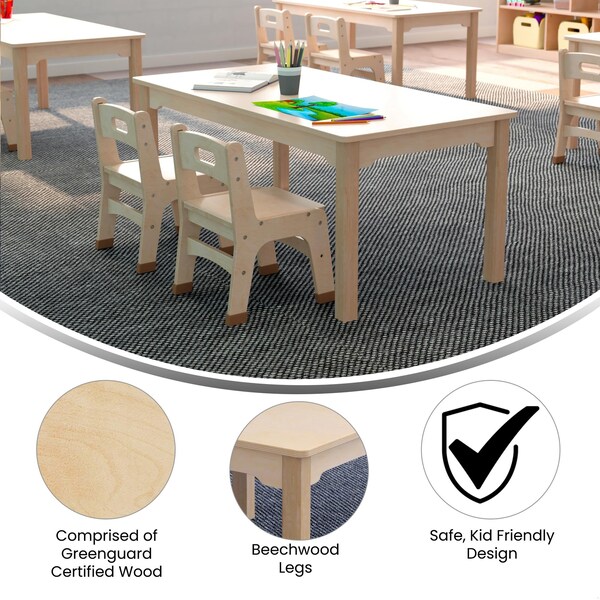 Flash Furniture 23.5 in W, 47.25 in L, 18 in H, Beechwood, Birch Plywood, Beech - MK-ME088011-GG