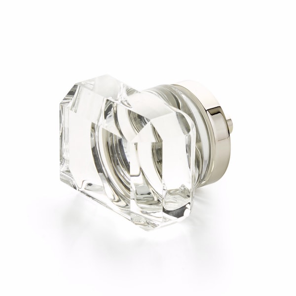 Schaub City Lights Rectangular Glass Knob Polished Nickel Finish - 52-PN