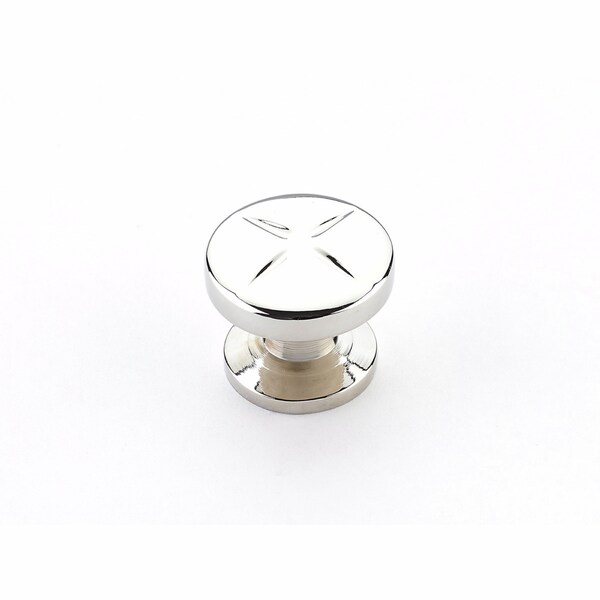 Schaub 1-3/8in Grooved Northport Round Cabinet Knob Polished Nickel Finish - 210-PN